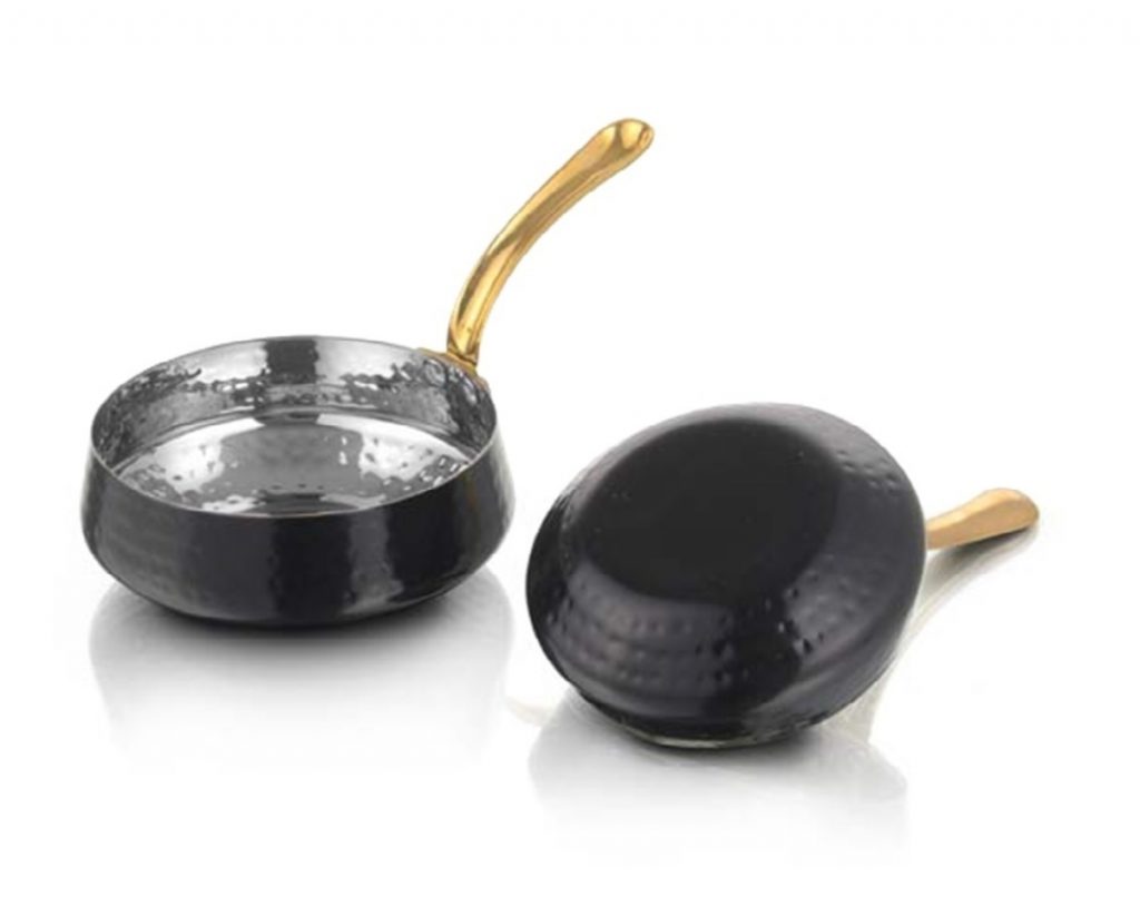 sarten de desgustacion mono-porcion exotic de plata, negro. 450ml