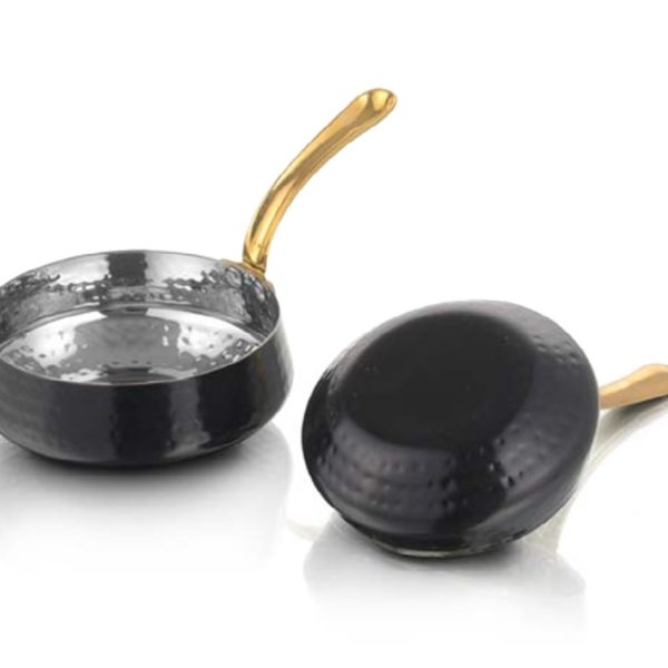 sarten de degustacion exotic de acero y laton e irrompible, negro. 350ml